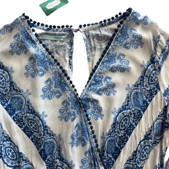 NWT Maurice’s Blue & White Printed Romper | Size M - Picture 5 of 5